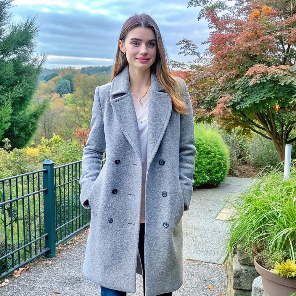 Manteau chaud léger porté avec une tenue décontractée pour rester au chaud sans être encombrée.